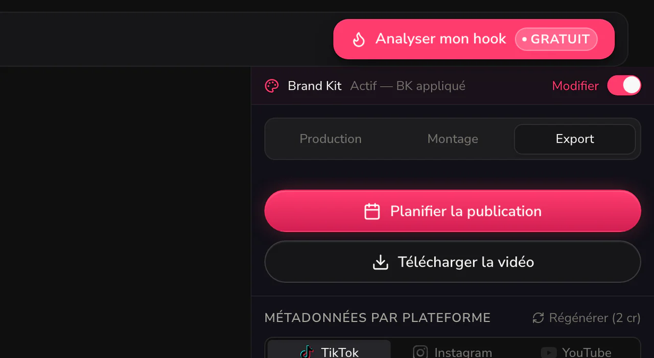 Écran de l'application Creactory — Tu publies